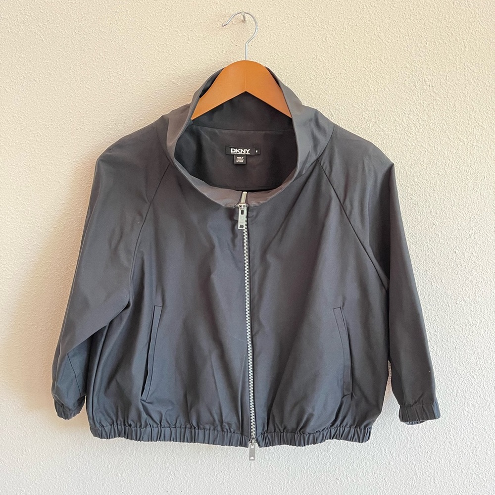 DKNY Cropped Jacket in Black with Two Way Zipper
